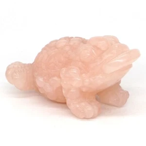 4.4" Toad Natural Gems Rose Quartz Crystal Carved Lucky Wealth Animal Figurine - Picture 1 of 8
