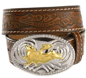 Nocona Western Boys Belt Youth Bull Rider Buckle Brown N4410402 - Picture 1 of 1