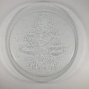 LES VERRERIES DE ST GOBAIN DURALEX 13" TEMPERED GLASS CHRISTMAS SERVING PLATTER - Picture 1 of 3