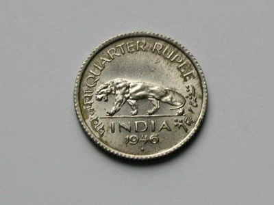 India (British) 1946(b) 1/4 RUPEE George VI Coin AU+ with Toned-Lustre - Image 1 of 2