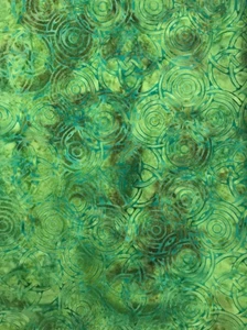 #BY-01 / 33"  Green concentric circles / Batik 100% Cotton Fabric - Picture 1 of 1