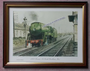 RAILWAY PRINT BY KENNETH G BOWEN - 3801 PAUSES AT SOUTH GOULBURN BOX - Picture 1 of 1