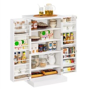 Kitchen Pantry Storage Cabinet Pantry Cupboard with Doors & 6 Adjustable Shelves