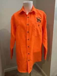 Quail Valley Hunt Club Blaze Orange Padded Bird Hunting Button Down Shirt Sz M - Picture 1 of 12