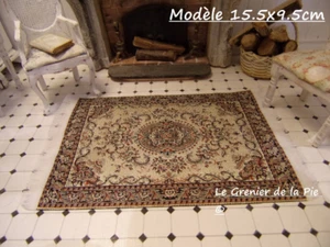 1 tapis persan miniature beige pour maison de poupées échelle 1/12 15.5x9.5cm - Photo 1/4