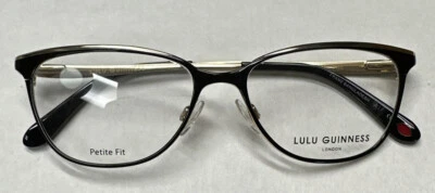 Nuevo LuLu Guinness L774 Anteojos de Metal Negro/Dorado 50-15-135 Ojo de Gato Ajuste Pequeño Foto 1 de 4