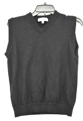 Turnbury Masculino Preto Decote V Extra Fino Lã Merino Casual Pulôver Suéter Colete M - Imagem 1 de 4