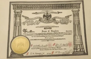 Vintage 1940s Free Masons Certificate Signed Scottish Rite Master Royal Secret - Picture 1 of 7