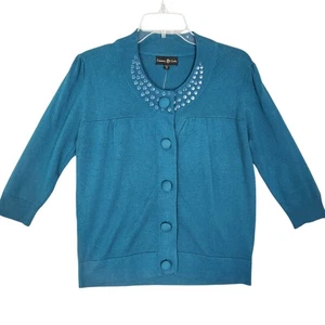 Strickjacke Pullover Damen M Knopfleiste 3/4 Ärmel Zimt & Aschenpasse Akzent - Bild 1 von 18