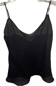 UNBRANDED SPAGHETTI STRAP SHEER BLACK CAMISOLE ELEGANT SIZE 8 - Picture 1 of 6