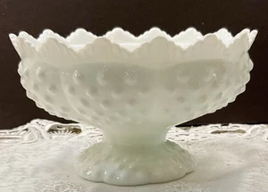 Fenton White Milk Glass Hobnail 6 Candle Holder Bowl Dish Vintage - Picture 1 of 8