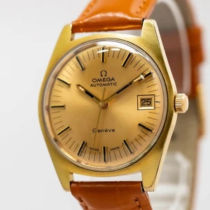 *Exc+5* Vintage OMEGA Geneve Cal.565 Automatico Oro Uomo 34mm *Corona non originale* - Foto 1 di 20