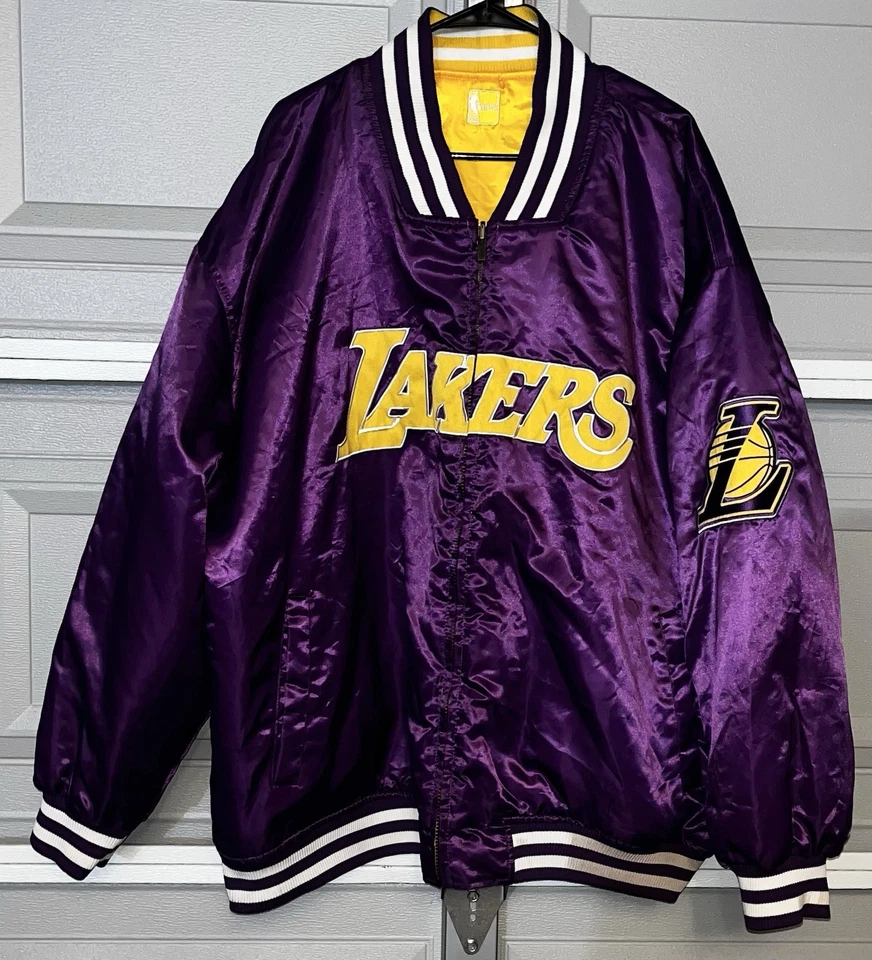 Chaqueta 4XL Los Angeles Lakers Amarilla y Púrpura Reversible MADERA CLÁSICA RARA Foto 1 de 4