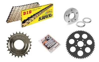 530 链条转换套件 24T-51T 黑色链轮 D.I.D 金色 VX3 00-05 Harley Dyna — 第 1/4 张图片
