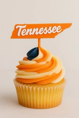 Conjunto de 24 enfeites de cupcake Tennessee laranja e branco University Of Tennessee - Imagem 1 de 2