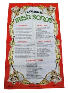 Ireland Irish Linen Tea Kitchen Towel Irish Songs Made In Ireland - Picture 1 of 2