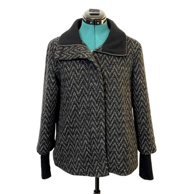 Chaqueta PRANA Mujer Negra Gris Mezcla Lana Forrada Gruesa Chevron Talla Pequeña Foto 1 de 4