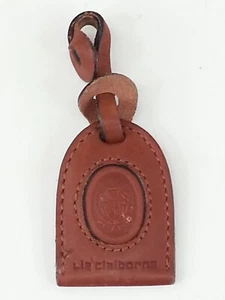 Retro Vintage Liz Claiborne Etikett braun Lederanhänger - Bild 1 von 5