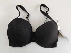 Delta Burke Underwire Bra lightly padded black Pinstripe Size 40 D 40D NWT 2731 - Picture 1 of 6