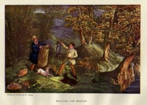 1899 = CACCIA AL TASSO #05 Victorian Scene = PICCOLA STAMPA A COLORI - Picture 1 of 1