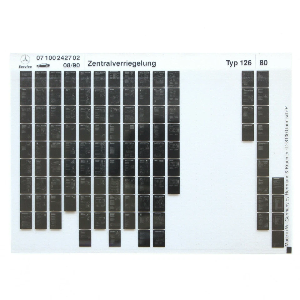 Mercedes W126  - Zentralverriegelung Reparaturanleitung auf Microfich 8/1990 - Bild 1 von 1