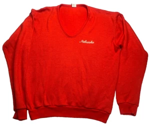 Vintage Nebraska Cornhusker Sweater L Large Made in U.S.A tag Women's Red - Picture 1 of 6