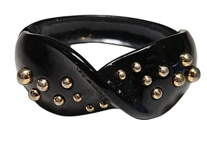 Trifari Black Enameled Stretch Spring Bracelet - Picture 1 of 5
