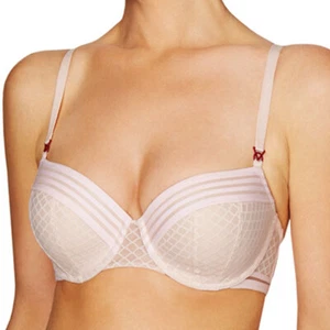 Lovable Sheer Stripes Contour Balconnet Bra Cloud Pink/Anemone L23-0070 - Picture 1 of 3