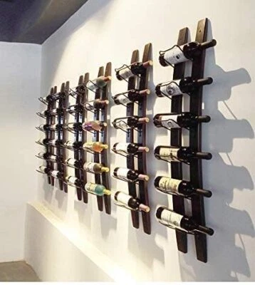 Estante de vino montado en la pared 40X7,6 pulgadas color vino tinto madera de pino ahorro de espacio Foto 1 de 4
