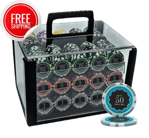 MRC POKER 600 14G ECLIPSE POKER CHIPS SET HEAVY DUTY ACRYLIC CASE - Picture 1 of 3
