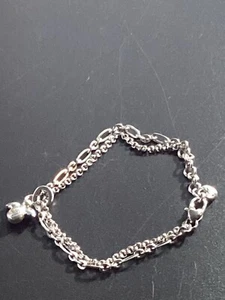 STERLING SILVER  double chain with angel and heart charms CHARM BRACELET - Picture 1 of 4