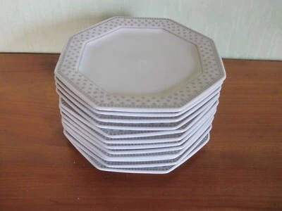 1 Speiseteller Gallo Nobilis Arcadia Graphit Teller Essteller 8 eckig - Bild 1 von 4