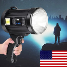 Solar/USB Rechargeable LED Spotlight Flashlight Searchlight 200000000LM Bright