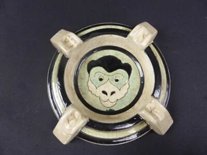 TRES BEAU CENDRIER STYLE ART DECO DECOR SINGE CERAMIQUE MONKEY KERALOUVE 511-3 - Picture 1 of 5