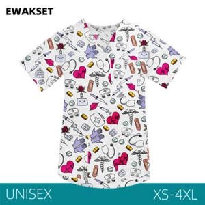 Unisex Medical Scrub Uniform Hospital Surgical Sets Cotton Tops Elastic Pants - Picture 1 of 20