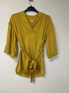 Topshop Blouse Womens Size 12 Tunic Shirt Top Mustard Yellow 1/2 Sleeve N203 - Picture 1 of 10