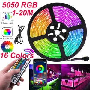 LED Strip Lights 1-20M RGB 5050 Colour Changing Tape Cabinet Kitchen TV Lighting - Picture 1 of 25