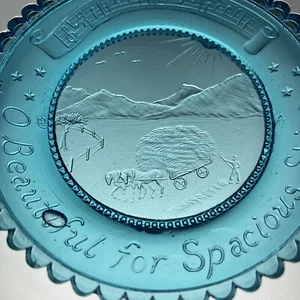 America the Beautiful O Beautiful for Spacious Skies Pairpoint Glass Cup Plate - Picture 1 of 9