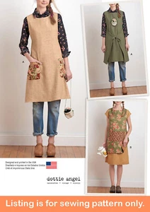 SEWING PATTERN Womans Full Coverage Apron - Wrap Around Pockets Easy Simple 8230 - Zdjęcie 1 z 3