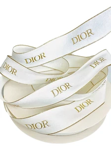 Dior Ribbon White Satin w/Gold Logo and Trim 30 MM Roll of 50 Meter Holiday 24 - Picture 1 of 9