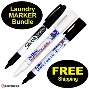 Sharpie Rub-a-Dub & Artline Laundry Marker Bundle, Black & White Markers - Picture 1 of 7