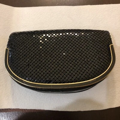 Bolsa/embreagem/ombro vintage de malha de metal preto - Imagem 1 de 4