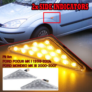 LED SIDE INDICATOR REPEATER LIGHT LAMP PAIR FOR FORD MONDEO MK3 00-07 FOCUS MK I