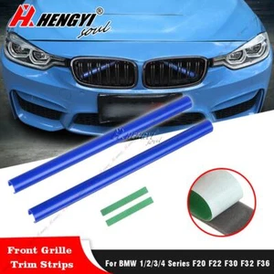 2 Cover Barre Protezione Radiatore Griglia Strisce Per BMW Serie 1 2 3-Blu - Picture 1 of 6