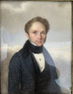 Berny Di Ocittà Antica Pittura IN Miniatura Ritratto Uomo Cornice - Imagen 1 de 6