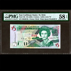 East Caribbean St Kitts 5 Dollars 2003 Elizabeth II PMG 58 About UNC P-42k