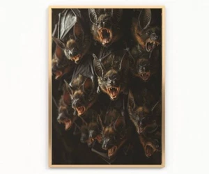 Impresión de murciélago vampiro Dark Academia IMAGEN Decoración de pared gótica A4 SIN MARCO - Imagen 1 de 1