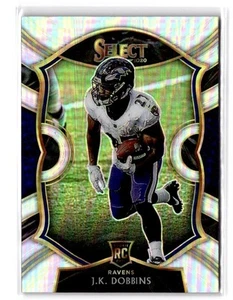 2020 Panini Select J.K. Dobbins RC #52 Silver Prizm Baltimore Ravens - Foto 1 di 2