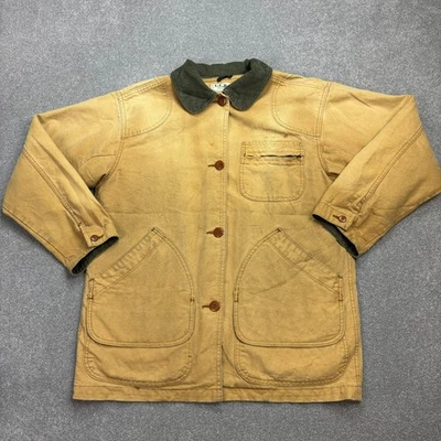 LL Bean Jacket Adult Small Brown Hunting Canvas Barn Chore Corduroy USA Men* - Image 1 of 4