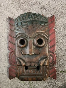 Antique Wooden Mask Carved Face Mask - Picture 1 of 2